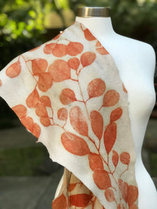 Eco print Woolen Scarf - Light orange – Vrikshdesigns