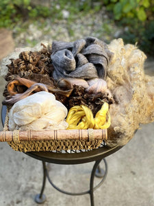 Kit for Wet Felting, Felting Supplies, Merino Wool, Viscose Fiber, White Margelan Silk-The Garden of Felt by Marina