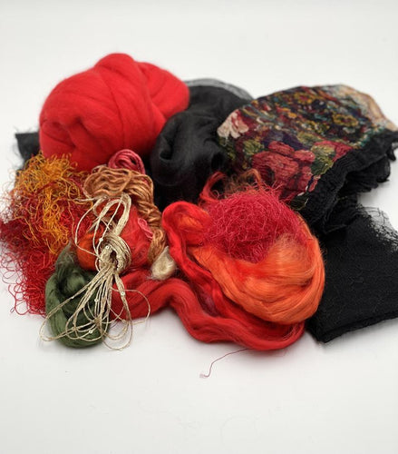 Red Wet Felting Supplies, Needle Felting, Craft Wet Felting Materials, Fibers Pack, Silk Scarf, Felting Kit-The Garden of Felt by Marina