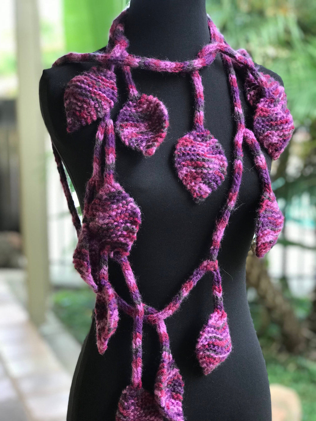 Knitted Lariat Scarf in purple color