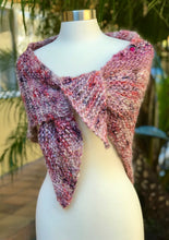 Load image into Gallery viewer, Triangle knitted scarf. Hand knitted triangular wrap-The Garden of Felt by Marina