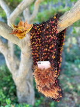 Load image into Gallery viewer, Black, Orange Hand Knitted Scarf for Women with Pocket. Eyelash Fur-The Garden of Felt by Marina