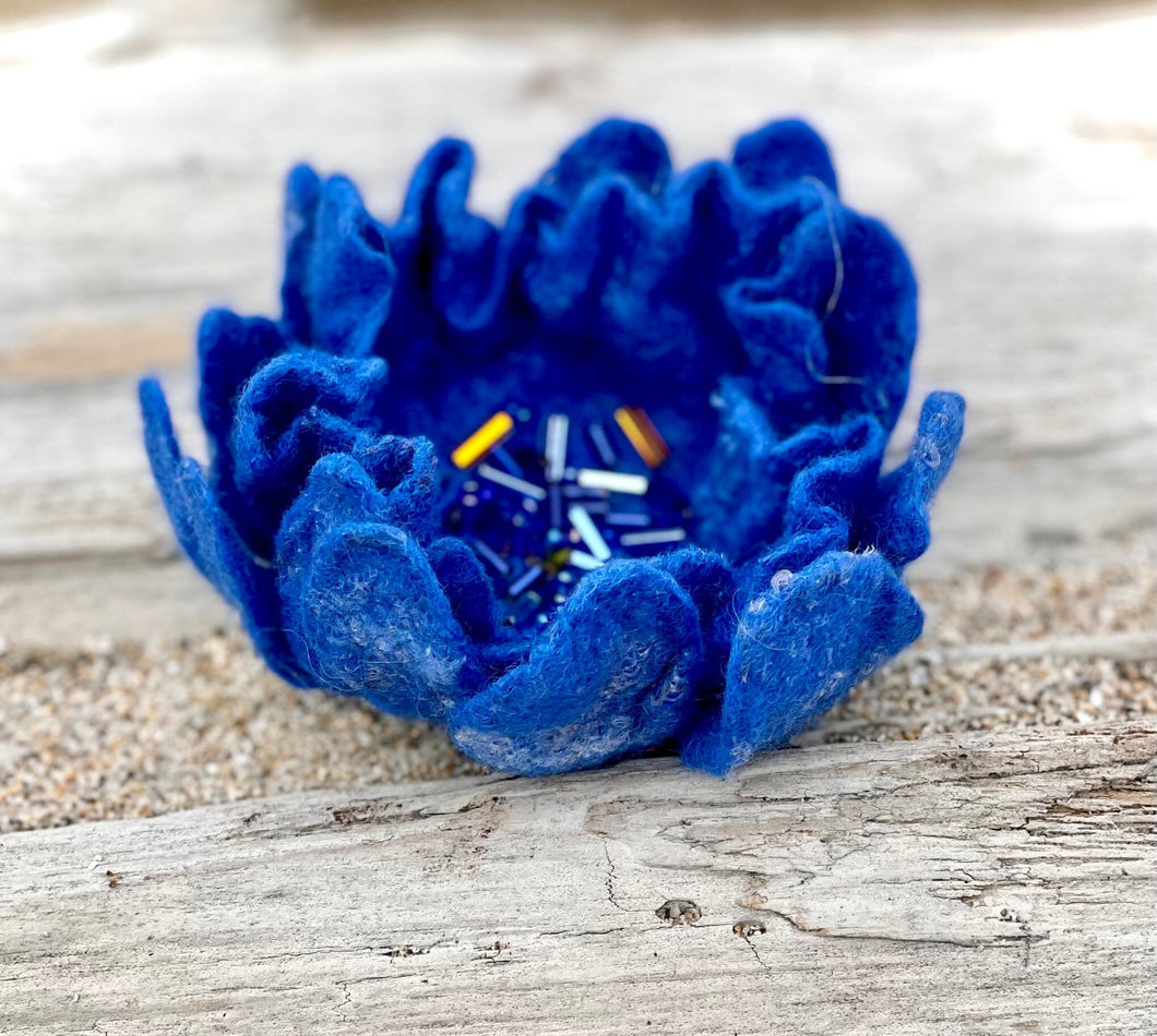 Wool Flower Felted Brooch. Handcrafted Felt Brooch-The Garden of Felt by Marina