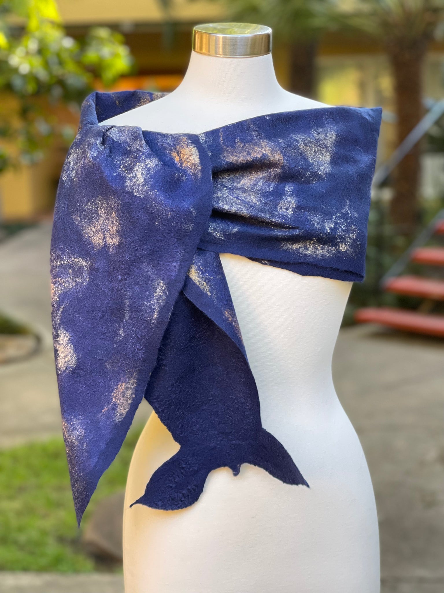 See Design Wool Scarf Small Totem Blue/Blue