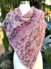 Load image into Gallery viewer, Triangle knitted scarf. Hand knitted triangular wrap-The Garden of Felt by Marina