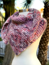 Load image into Gallery viewer, Triangle knitted scarf. Hand knitted triangular wrap-The Garden of Felt by Marina