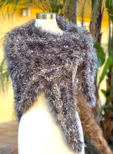 Load image into Gallery viewer, Gray elegant fashion knitted triangular shawl, bridal knitted neckerchief, triangular scarf-The Garden of Felt by Marina