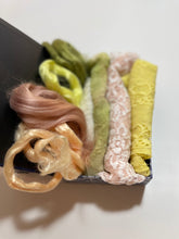 Load image into Gallery viewer, Kit Felt Scarf for Wet Felting, Felting Supplies, Merino Wool, Viscose Fiber, Margelan Hand dyed Silk, Starter Kit for Nuno Felting-The Garden of Felt by Marina