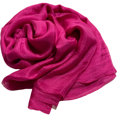 Fuchsia Margilan Silk Gauze for Wet Felting, Craft Fabric Silk Natural Silk Silk For Scarves Hand Dyed, Price for 2 Meters-The Garden of Felt by Marina