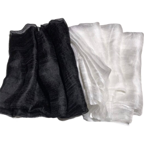 Kit Black, White Margilan Silk Gauze for Nuno Felting, Natural Silk Craft Supplies, Silk For Scarves, Margelan Silk Organza for Wet Felting-The Garden of Felt by Marina