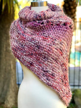 Load image into Gallery viewer, Triangle knitted scarf. Hand knitted triangular wrap-The Garden of Felt by Marina