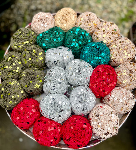 Royal Double Sequins Cotton Yarn for Nuno Felting, Knitting, 6mm & 3mm Sequins-The Garden of Felt by Marina
