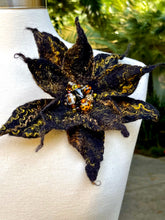 Load image into Gallery viewer, Black Handcrafted Wool Flower Brooch for Women, Shawl, Scarf Pin, Felted Brooch, Cardigan Closure, Felt brooch, Flower brooch with Pin-The Garden of Felt by Marina