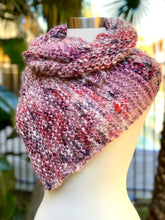 Load image into Gallery viewer, Triangle knitted scarf. Hand knitted triangular wrap-The Garden of Felt by Marina